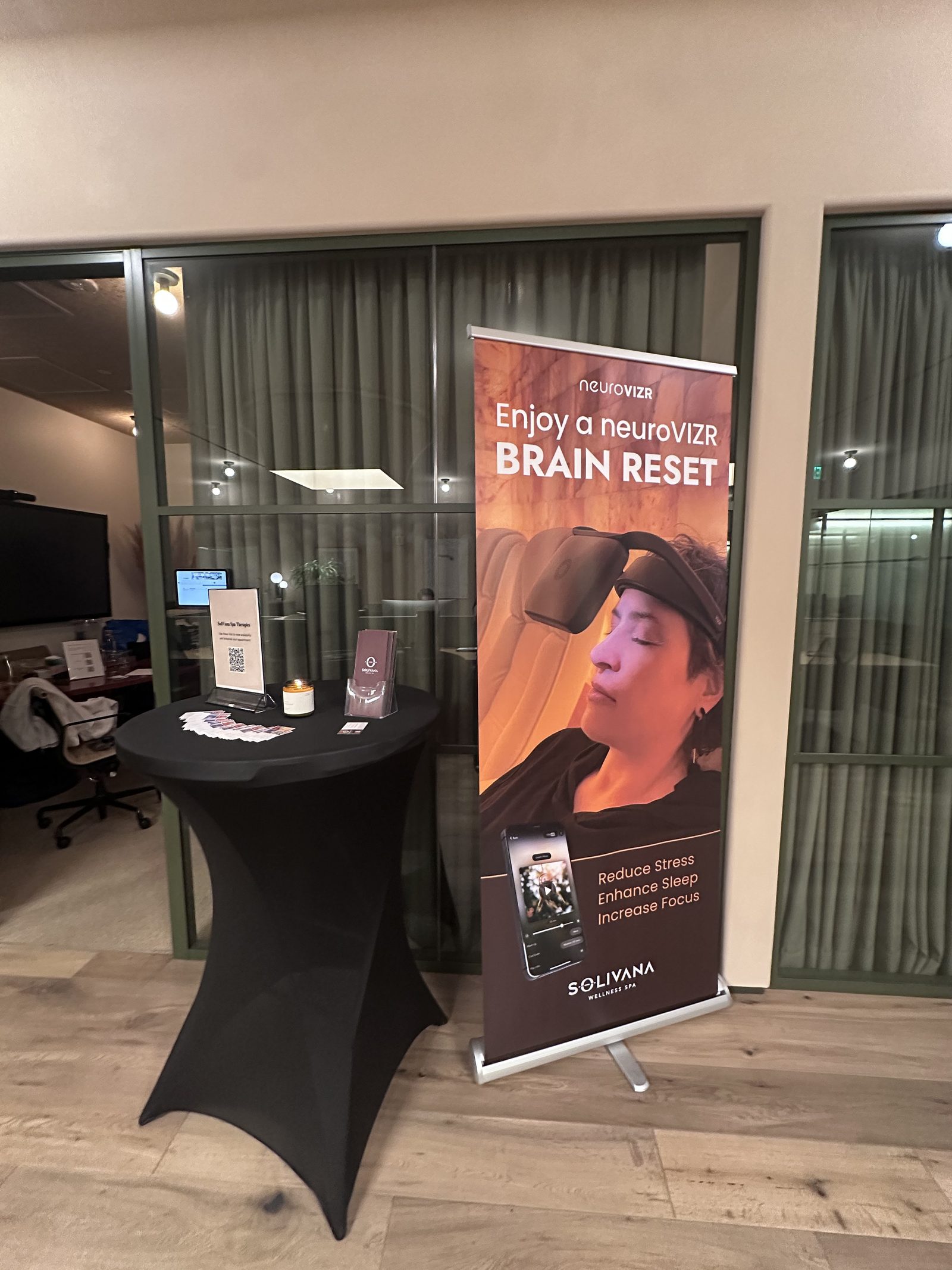 Solivana wellness room set up at a company event